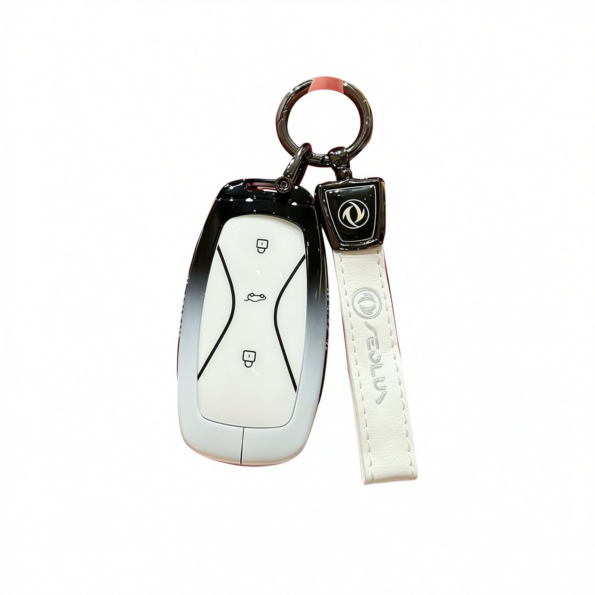 Fragrant Car Aeolus L8 Key Cover Gradient Black White Standard Option b: gradient black & white single bag + black leather cord clasp โ image 6