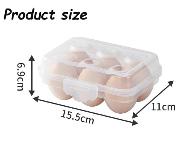 6-Compartment Egg Storage, White Portable Transparent PP Egg Holder for Refrigerator Picnics Hiking, 6 eggs — image 5