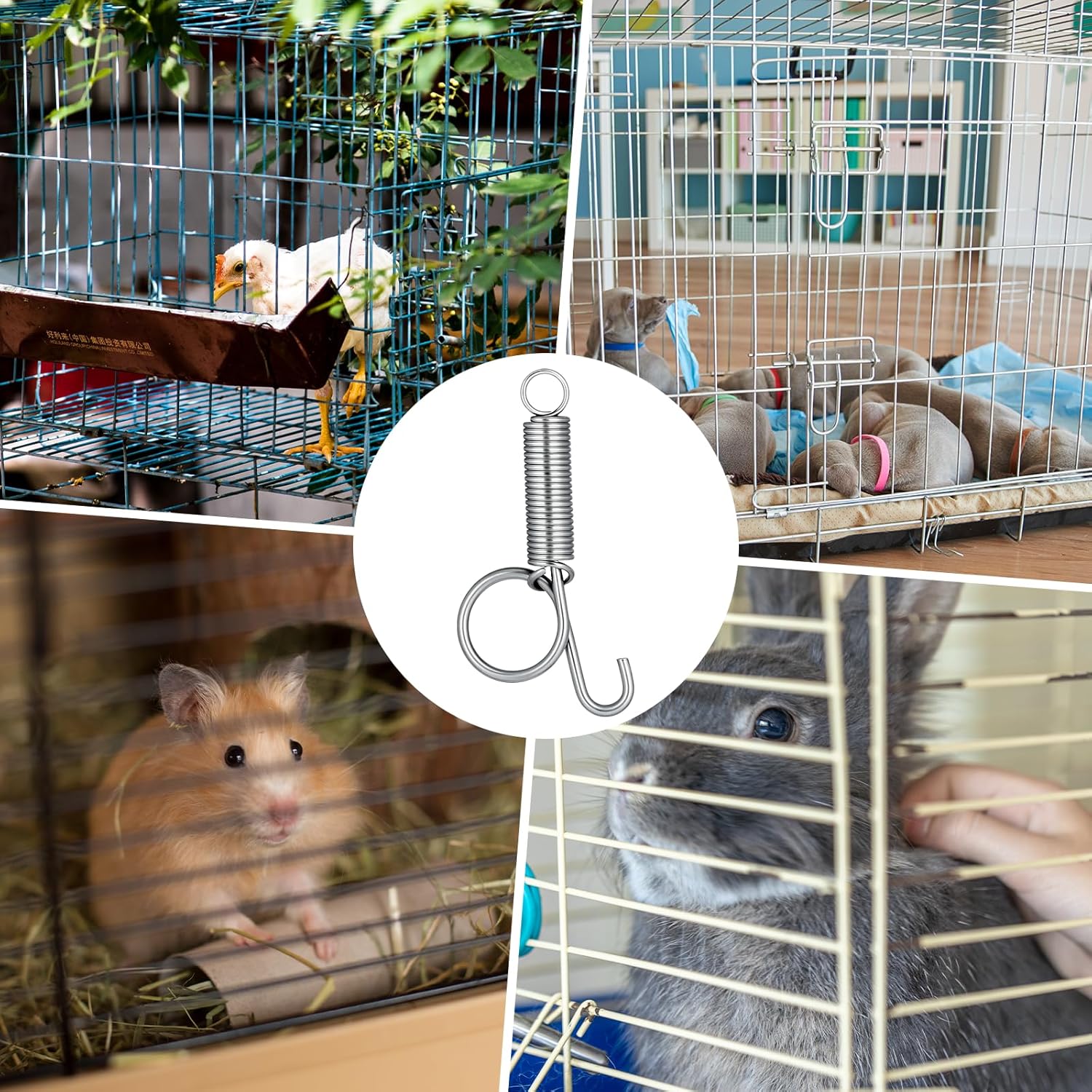 10 Pack Spring Cage Latch Door Spring Hook, Pet Door Latch Metal Finger Pet Cage Lock Wire Clips Rabbit Cages Accessories for Rabbit, Dog, Cat, Parrot, Guinea โ image 5