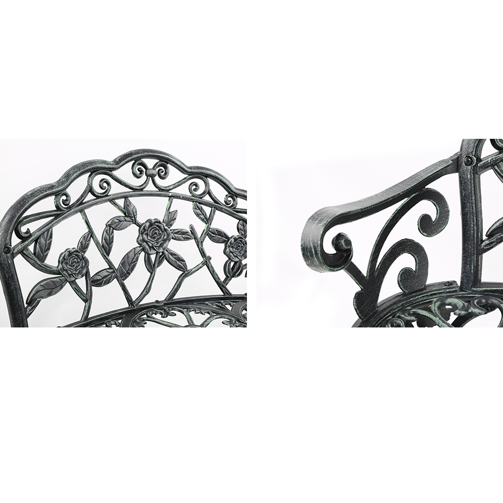Gardeon Outdoor Garden Bench Seat 100cm Cast Aluminium Patio Chair Vintage Green โ image 3