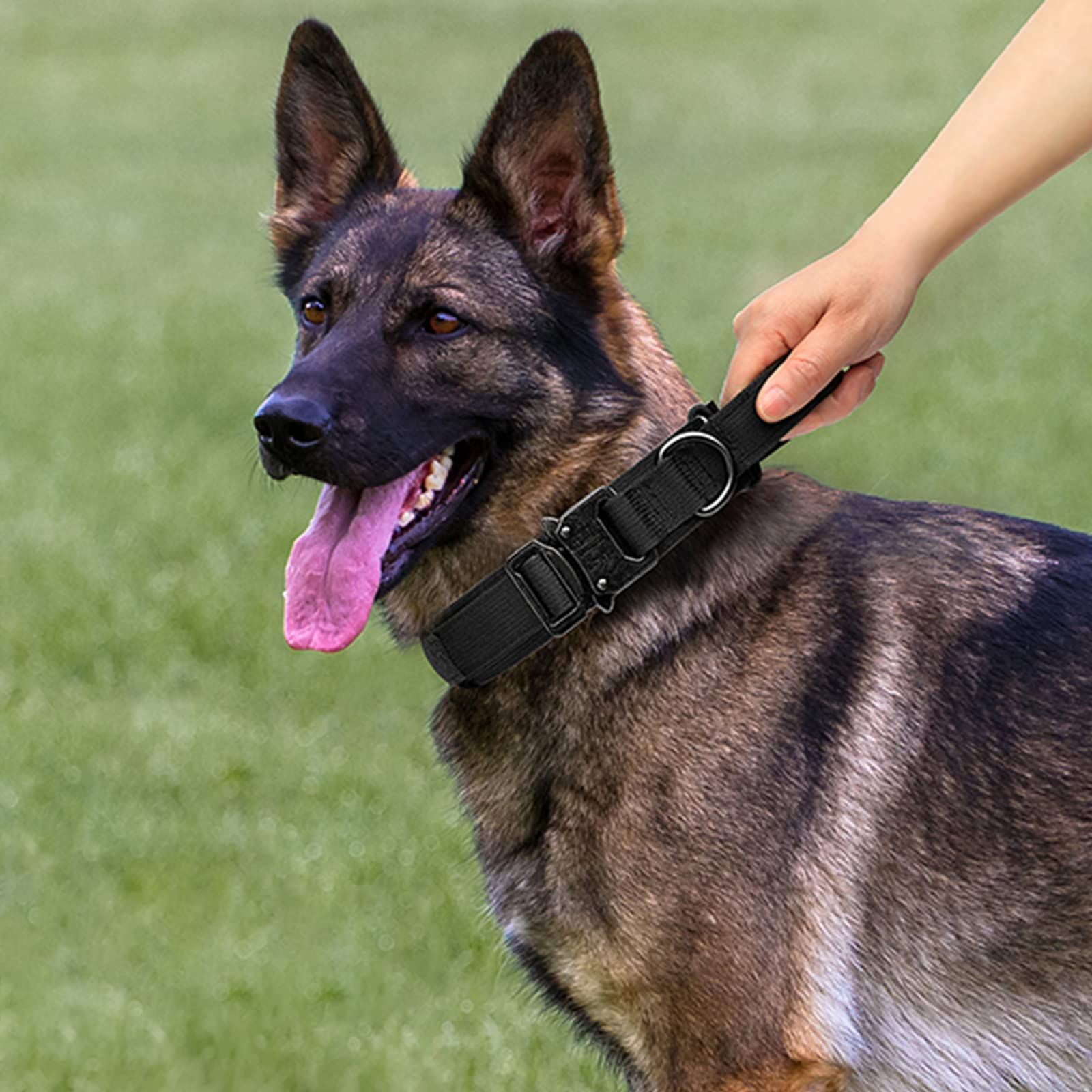 Dog Collar and Leash Set Heavy Duty Military Dog Collar with Handle and Metal Buckle for Medium and Large Dogs (Black, L) โ image 2