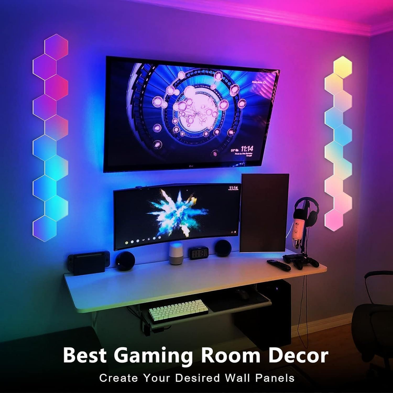 10 Pack Hexagon LED Wall Lights, Smart RGB Honeycomb Lights with APP & Voice Control, Music Sync Modular LED Panels for Gaming Room, Bedroom & Home â image 5