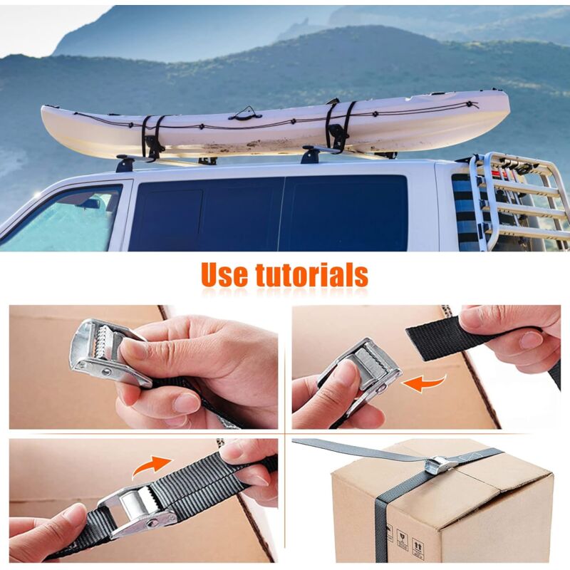 10M Tie Down Strap, 4 pcs Ratchet Strap With Zinc Alloy Buckle For Motorcycle/Car/Bike Carrier/Luggage/Moving Securing โ image 2