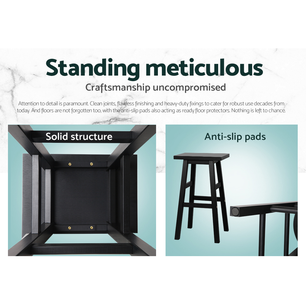 Artiss Bar Stools Kitchen Counter Stools Wooden Chairs Black x4 โ image 4