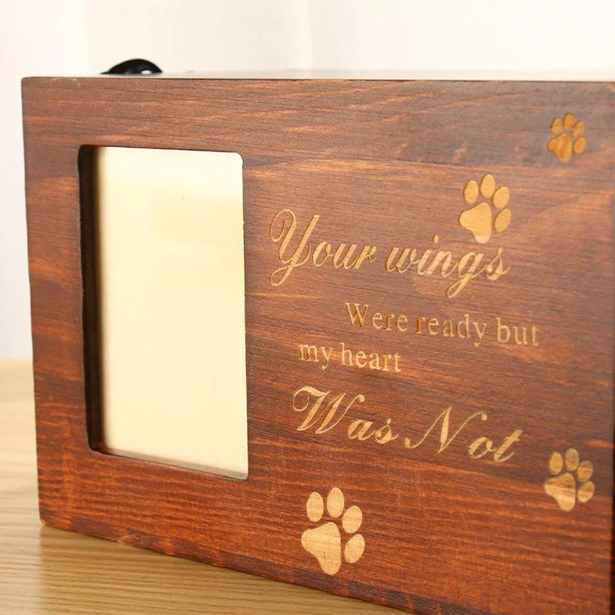 1x Wooden Pet Memorial Urn For Ashes With Photo Frame Cat/Dog Memory Box Keepsak - Black — image 4