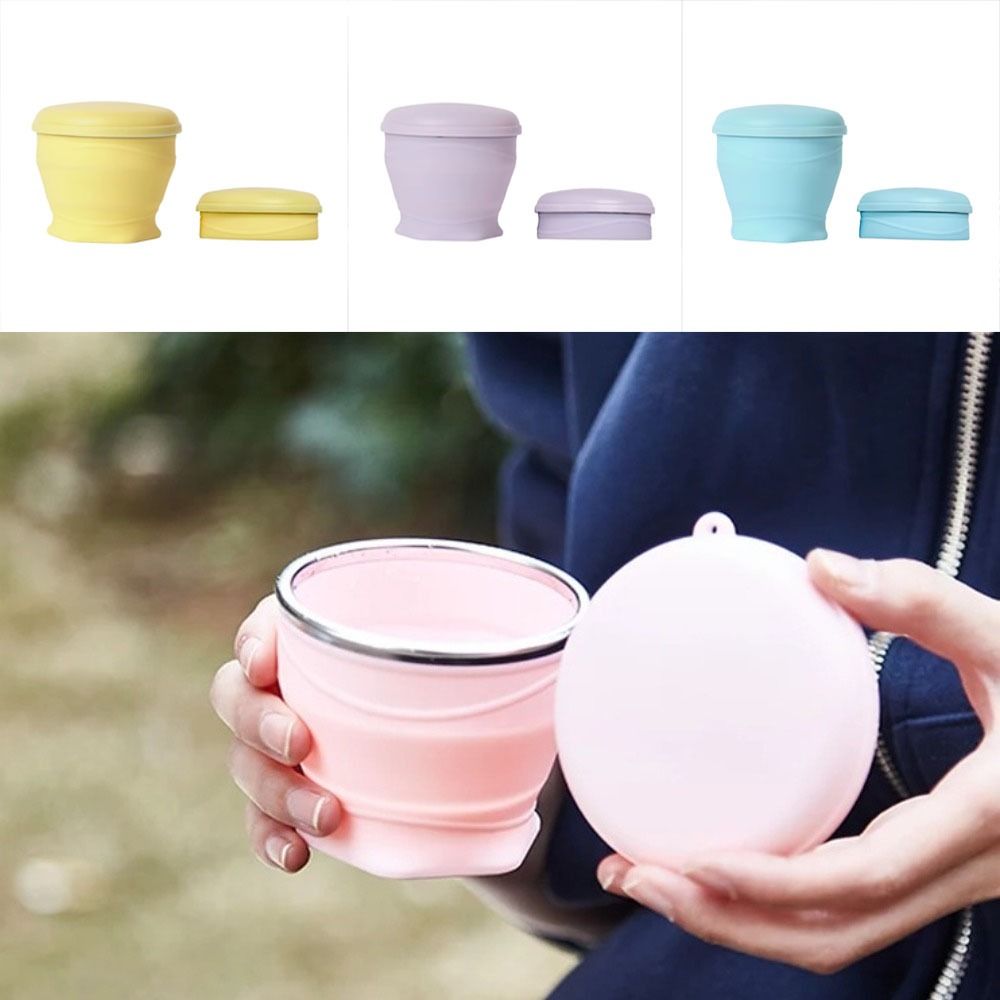 Collapsible Silicone Travel Cup with Lid and Carry Lanyard, Reusable for Hot and Cold Drinks, Camping and Daily Commuting, Blue — image 3