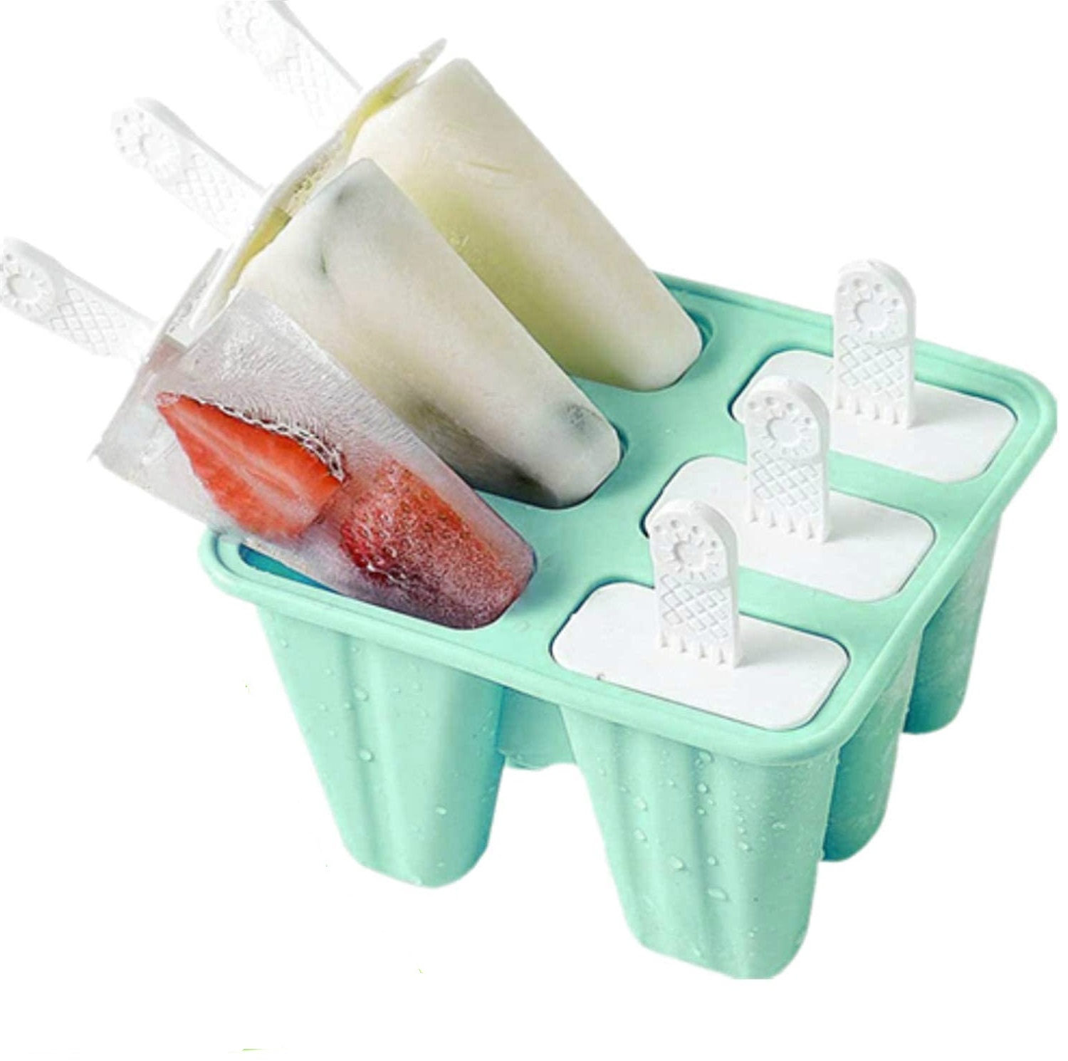 Silicone Ice Pop Molds 6-Well Easy Release, BPA Free Silicone Ice Cream Mold Green — image 2