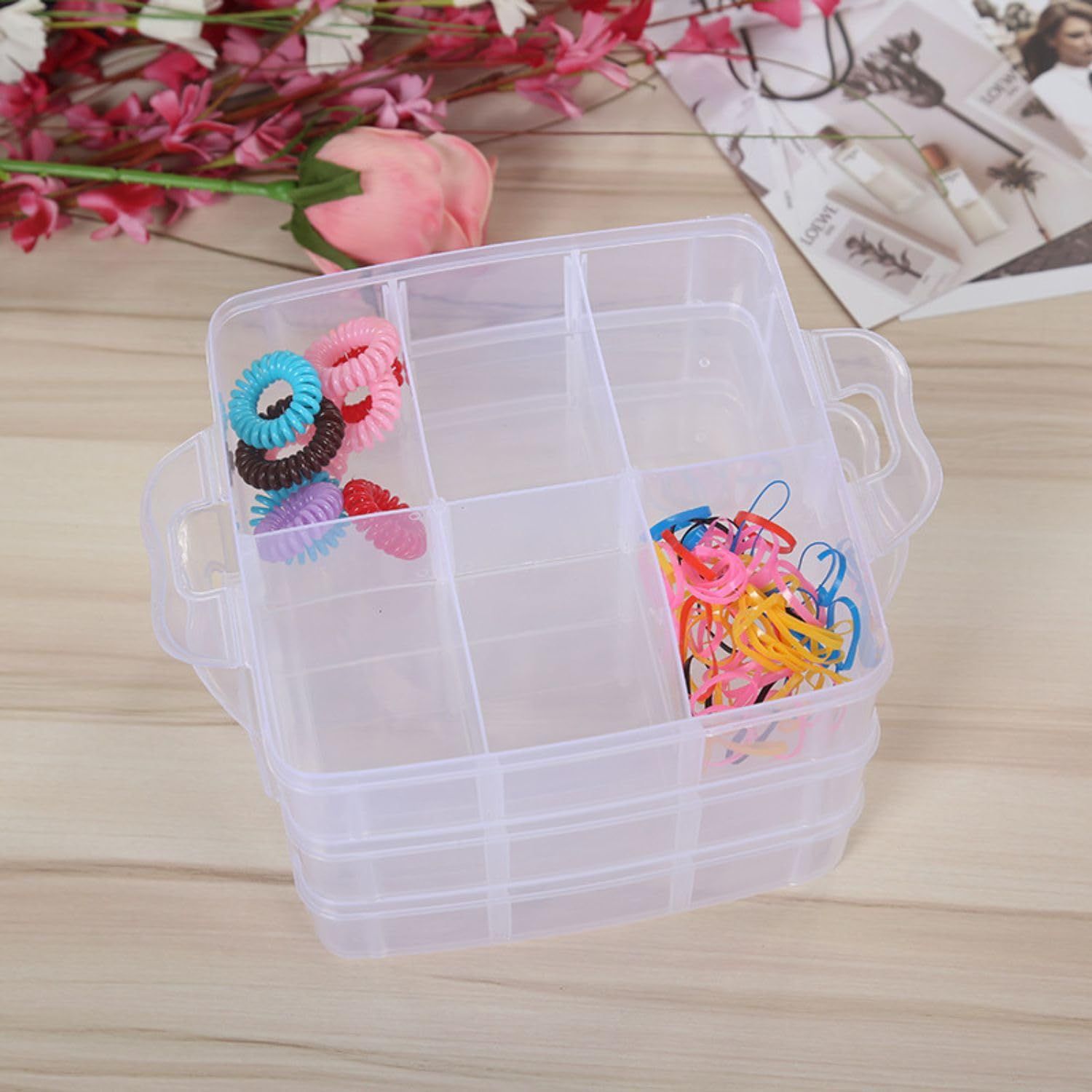 3-Tier Stackable Storage Container Box with 18 Compartments, Plastic Organizer Box for Craft Organizers and Storage โ image 3