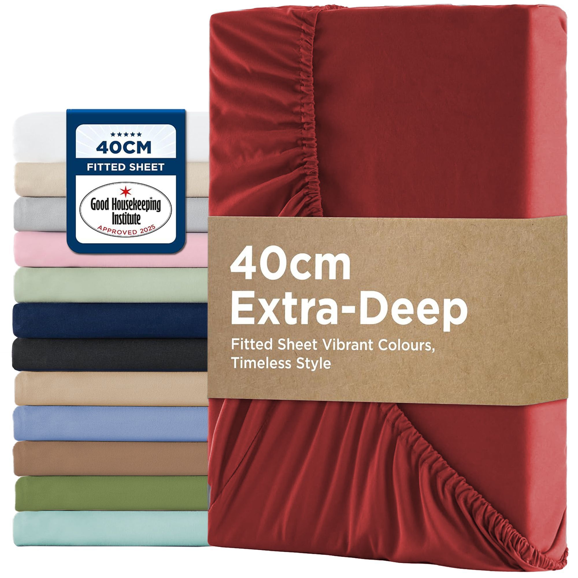 2000TC Hotel Quality Fitted Sheets - 2 Piece Fitted Sheets -Breathable Bedding - Wrinkle, Fade, Stain Resistant- 16inch/40cm Deep Pocket Fitted Bed