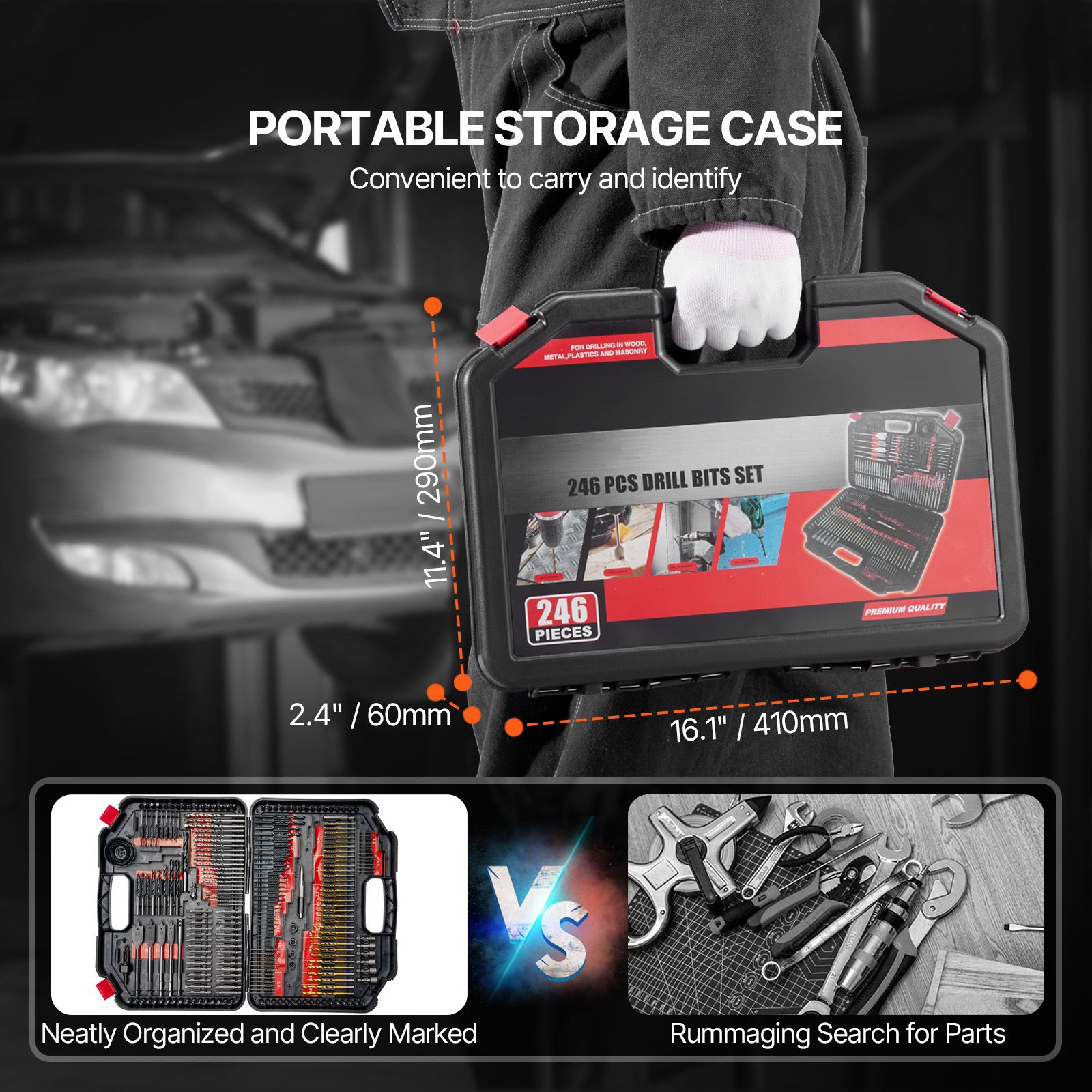 Drill Bit Set, 246 Pieces Drill and Driver Bit Set, Screwdriver Bit Set Suitable for Wood Metal Cement Drilling and Screw Driving, Drill Bit Sets Combo Kit โ image 5