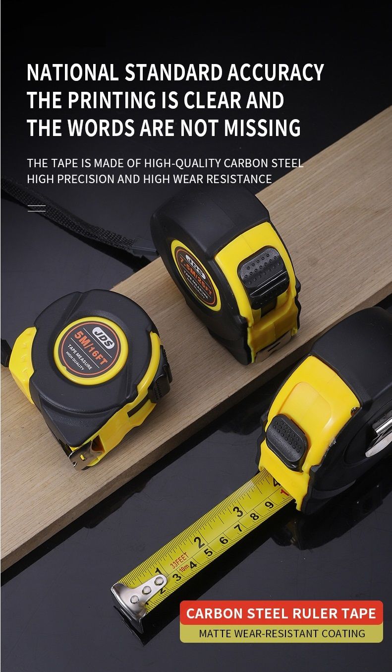 5M Heavy Duty Steel Tape Measure - Metric & Imperial Dual Scale - High Carbon Steel Blade, Anti-Slip ABS+TPR Casing, Push-Button Lock, Wear-Resistant for — image 6