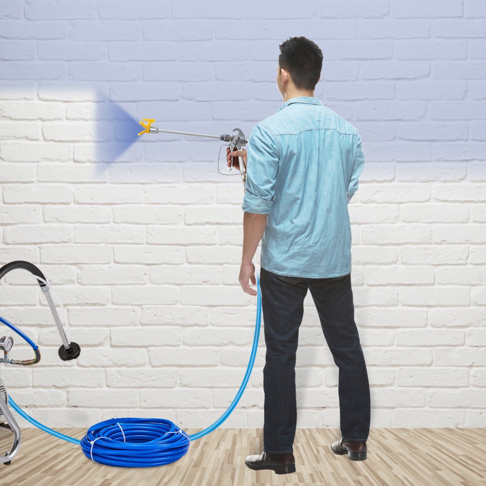 Airless Paint Spray Hose Kit, 50ft 3600 psi High Pressure Fiber Tube with 8 inch Extension Rod Pole โ image 4