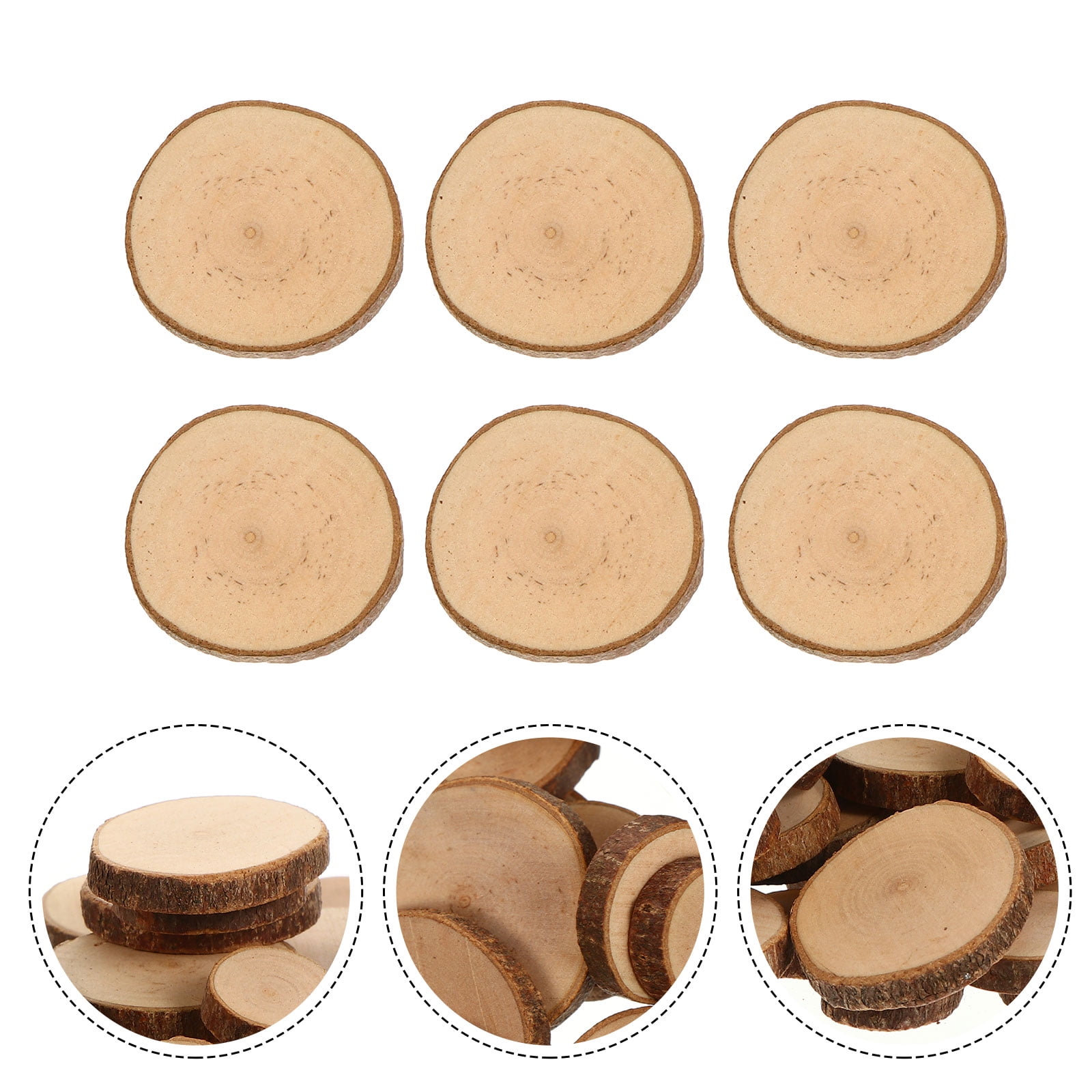 1 Set Diy Wood Slices for Wedding Decorations Light Brown Round Bark Shapes Smooth Surface