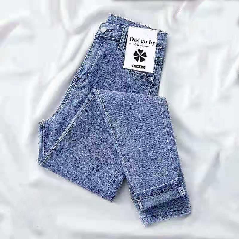 Women Jeans High Waist Cotton Stretch Grey 29 Size (inches): 29; Chinese waist size: 2 chi 2; Waist (cm): 76; Hip (cm): 98; Pants length (cm): 101; Thigh (cm) โ image 3
