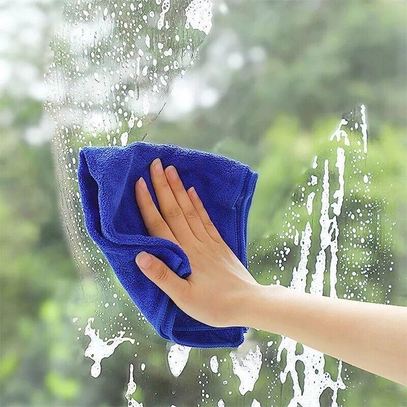 50PCS Blue Microfibre Car Cleaning Cloths 30x30cm Wash Dry Polish Towel Set — image 6