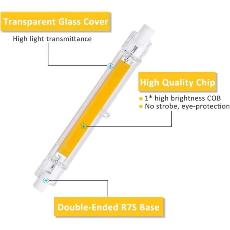 2 Pack R7S LED Bulb, J78 78 mm 5W 3000K Warm White 500LM, Non Dimmable, Replaces 40W 50W Halogen — image 4
