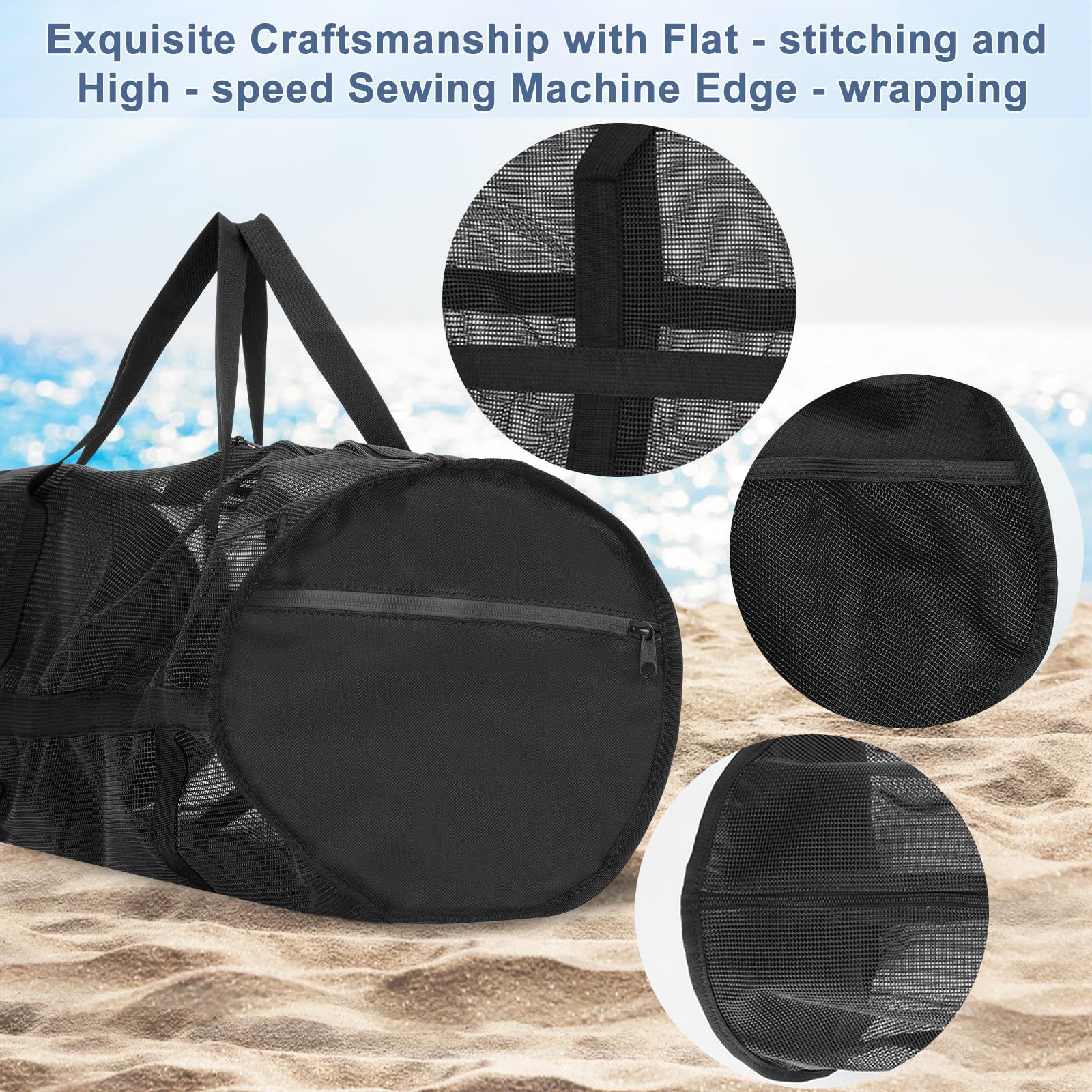 Diving Mesh Duffel Bag Large Capacity, Quick-Dry Ventilation System Mesh Duffel Bag for Scuba Diving, Snorkeling & Spearfishing Ideal Beach Travel Companion — image 4