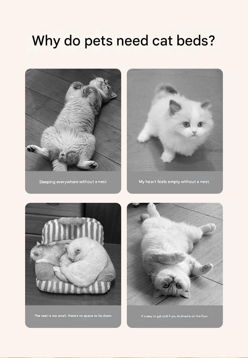 S size Orange Plaid Cat Cave Bed Winter Warm Enclosed Pet House Cozy Cat Sleeping Bag Semi-Enclosed Cat Nest Small Dog Bed PP Cotton Filling Washable Pet — image 3