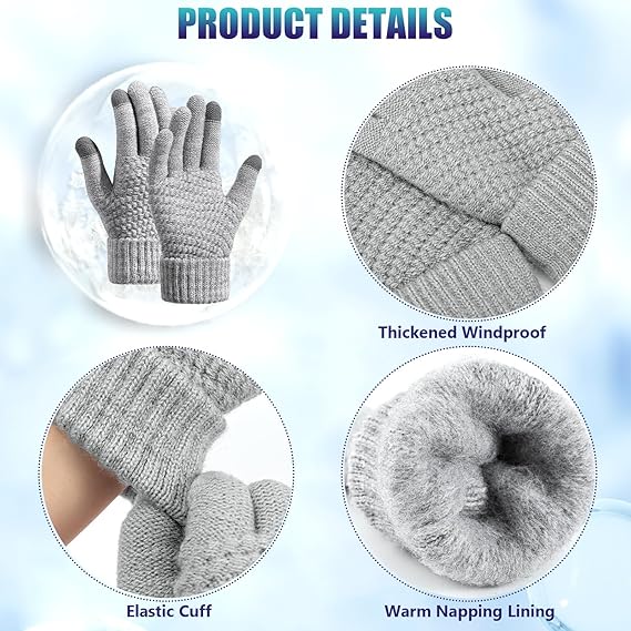 Winter gloves - women's winter gloves - warm - soft - touchscreen gloves - winter gloves for women - suitable for cold weather - knitted gloves - 4 pairs โ image 6