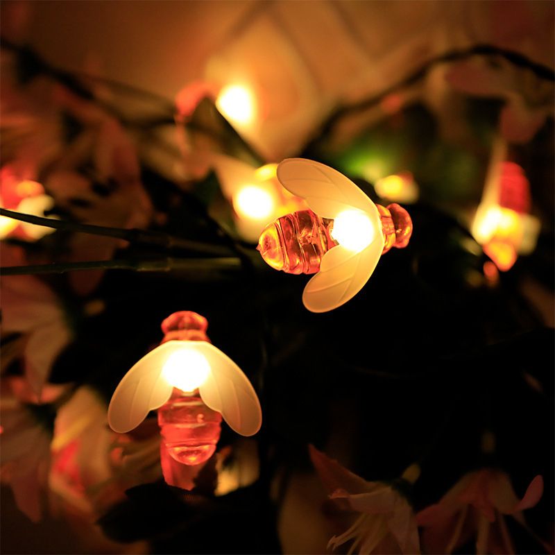 Solar Bee String Lights Outdoor Led Honeybee Fairy Lights Waterproof Solar Bumble Bee Lights for Garden Christmas Decor Warm White 7 Meters 50 Lights(8 โ image 5
