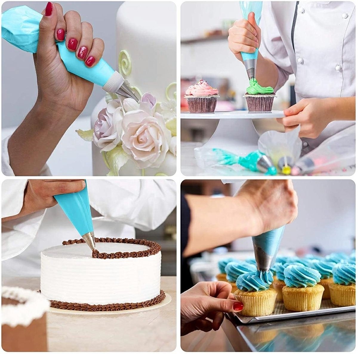 Piping Bag with 14 Nozzles | Decorating Piping Piper | Reusable | Whipped Cream Piping Piper | Blue — image 2