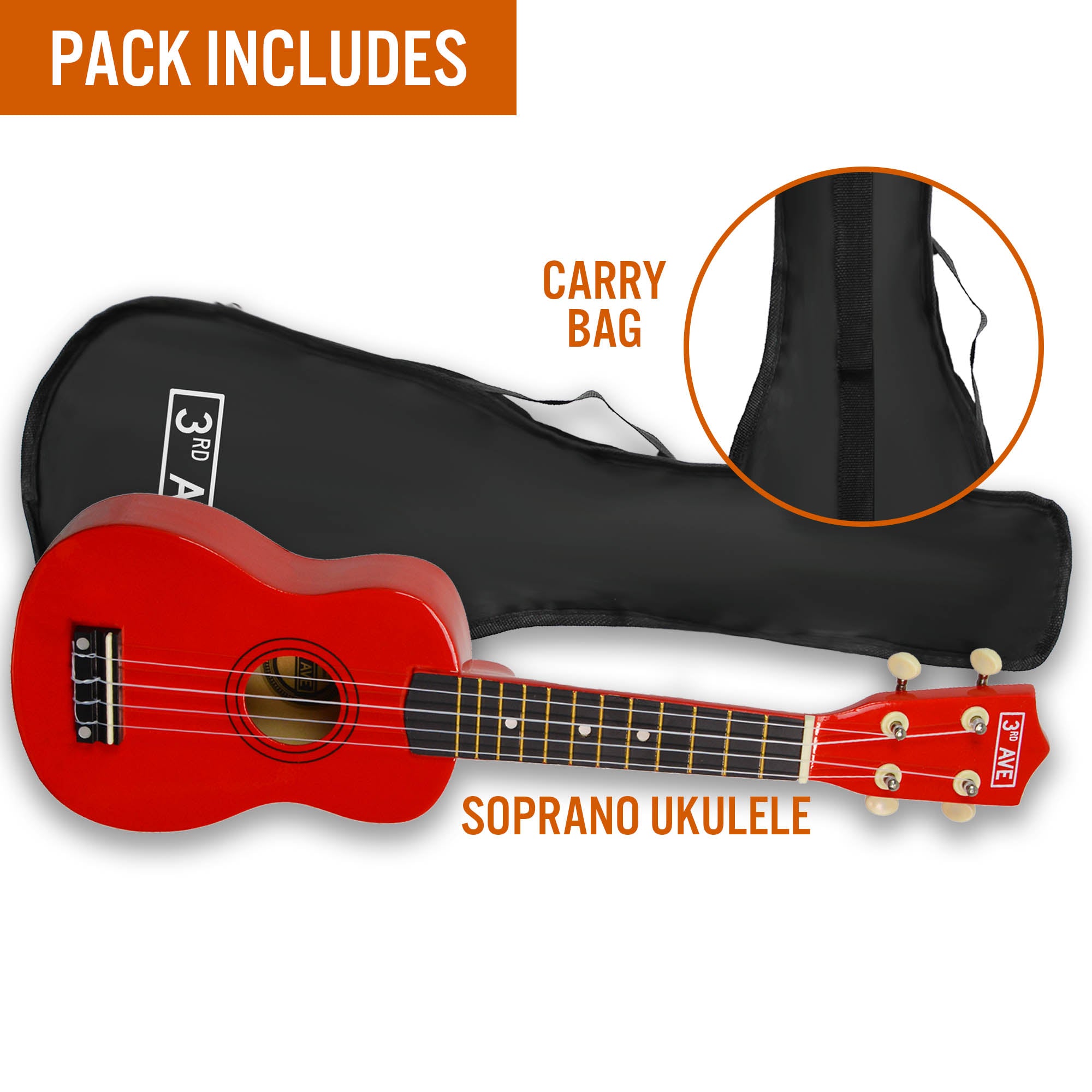 3rd Avenue Soprano Ukulele - Red — image 5
