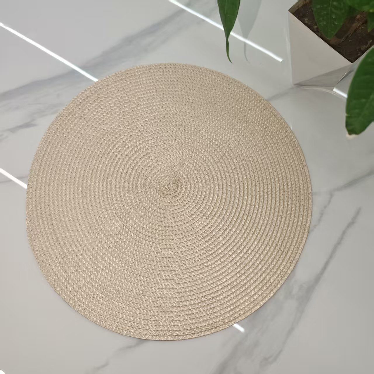 6-pack Round Handwoven Placemats, Multiple Colors, Anti-Slip Heat-Resistant, Home Dining Table Mat, Nordic Style Decorative Mat(beige)