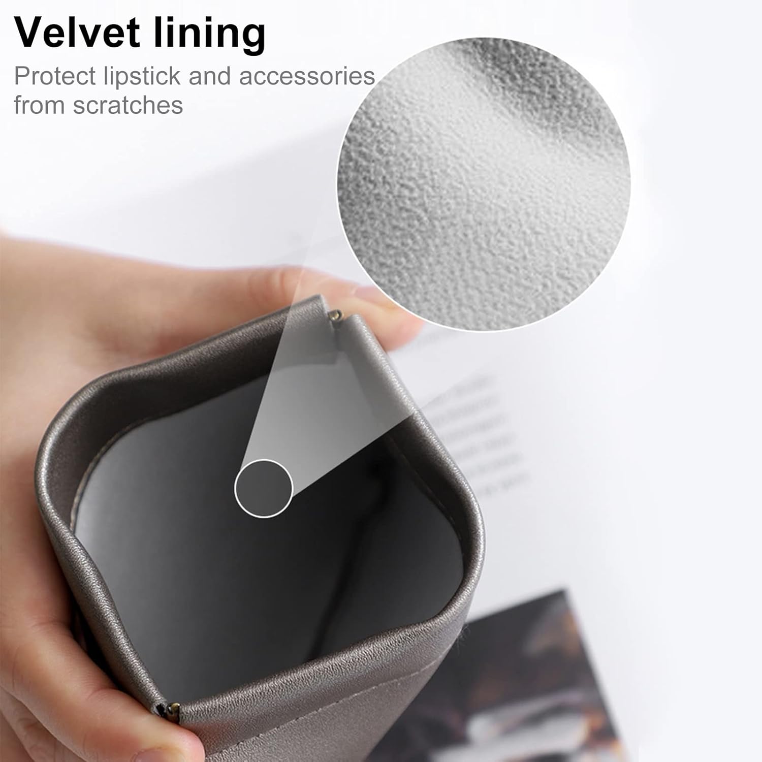 5pcs Lambskin Pocket Cosmetic Bag Makeup Pouch for Women Mini Makeup Bag Travel Storage -Waterproof Portable Squeeze Top Self-closing — image 6