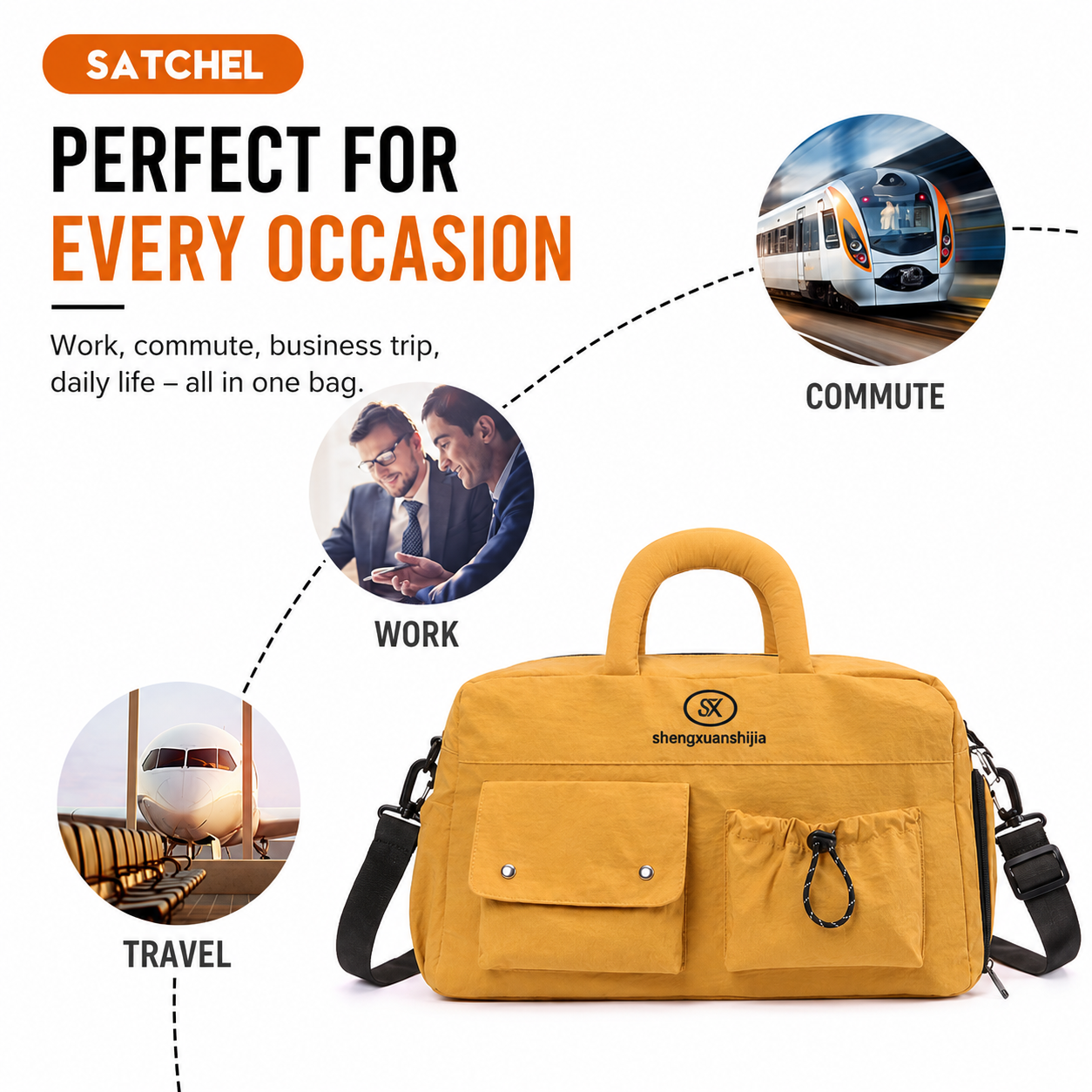 Khaki Large Capacity Waterproof Travel Duffel Bag with Shoe Compartment & Padded Sponge Handles - Lightweight Muti Pockets Gym Crossbody Bag and Airplane Carry โ image 5
