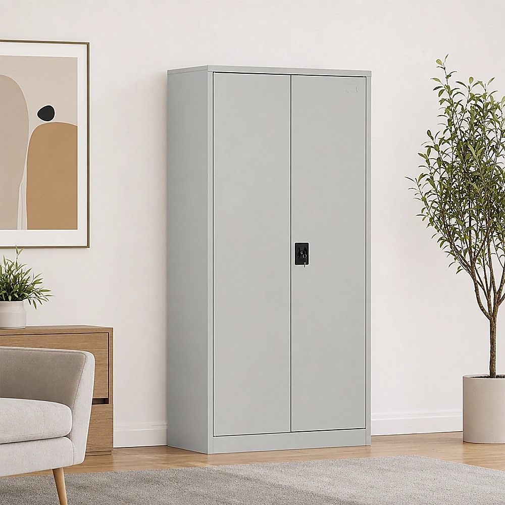 Two-Door Metal Cabinet Shelf Storage for Home Office Gym โ image 2