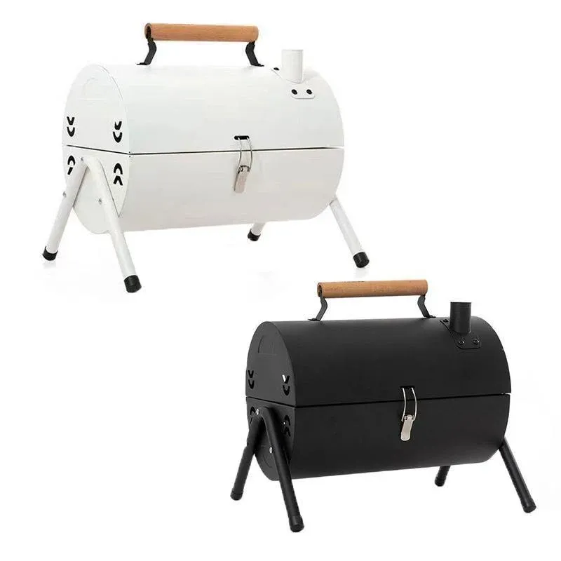Grillz Charcoal BBQ Portable Grill Camping Barbecue Outdoor Cooking Smoker - White — image 3