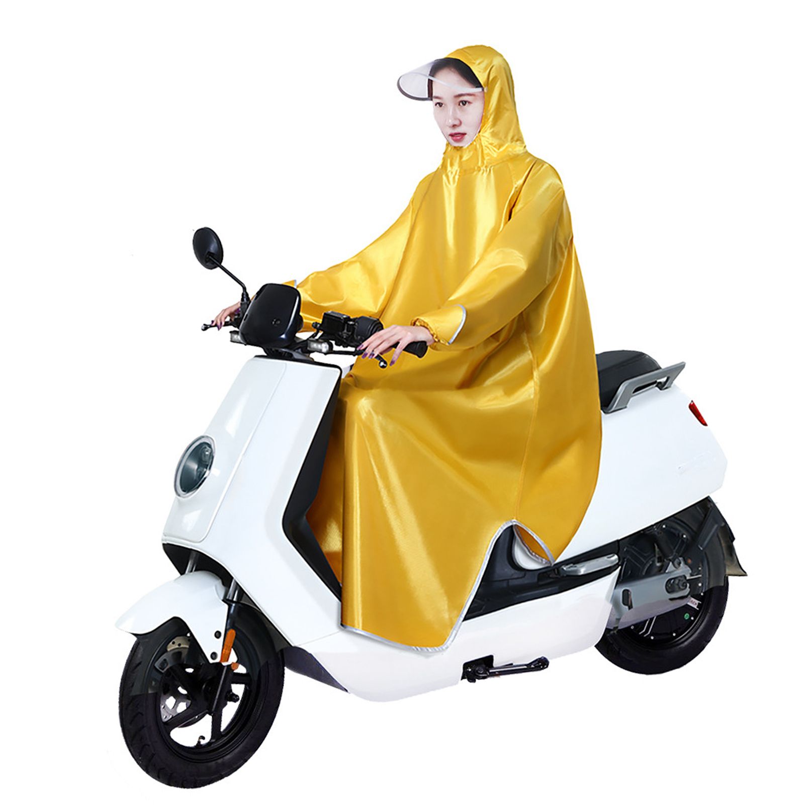 Electric Bike Raincoat Enlarged Protection Oxford Cloth Adults Sleeve Rain Poncho for Cycling Golden Yellow 5XL โ image 4