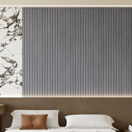 2 Pack Peel and Stick Oak Wood Slat Feature Wall Panels 300x40cm Each | DIY TV Headboard PVC Decor Wall Liner for Interior Wall & Ceiling Makeover(KC-1067D-19) — image 4