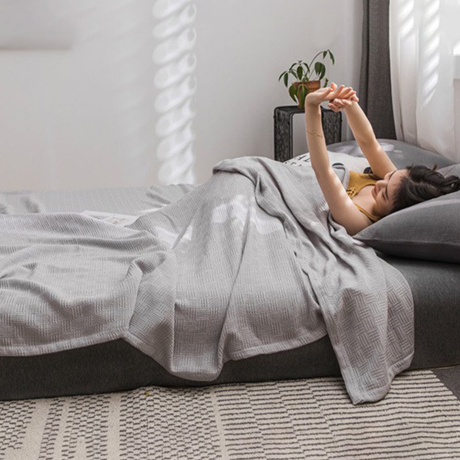 59 × 39" 100% Cottons Blanket, Soft and Breathable Bed Blanket, Multi-functional Bed Blanket for All Season, Machines Washable Bed Couch for Home Living Room — image 4