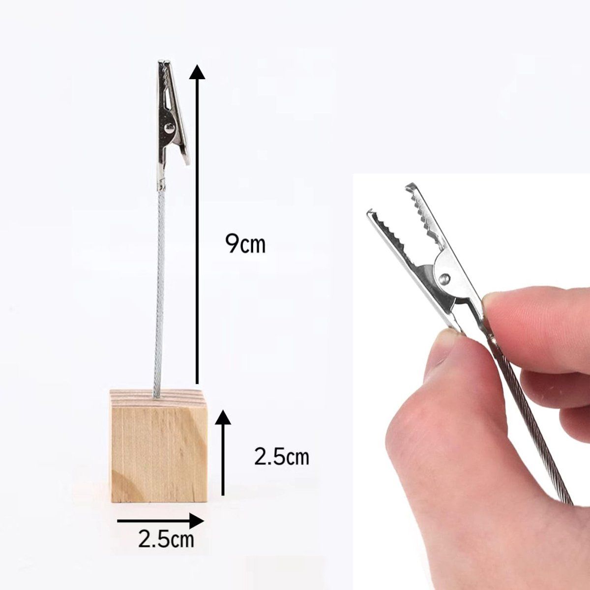 40-Pack Wooden Cube Photo Holders with Alligator Clips for Memos, Cards and Place Names — image 5