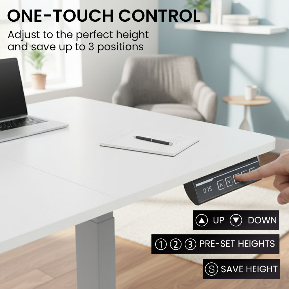 FORTIA Sit to Stand Standing Desk, 160x60cm, 72-118cm Electric Height Adjustable, White Desktop/Silver Frame โ image 5