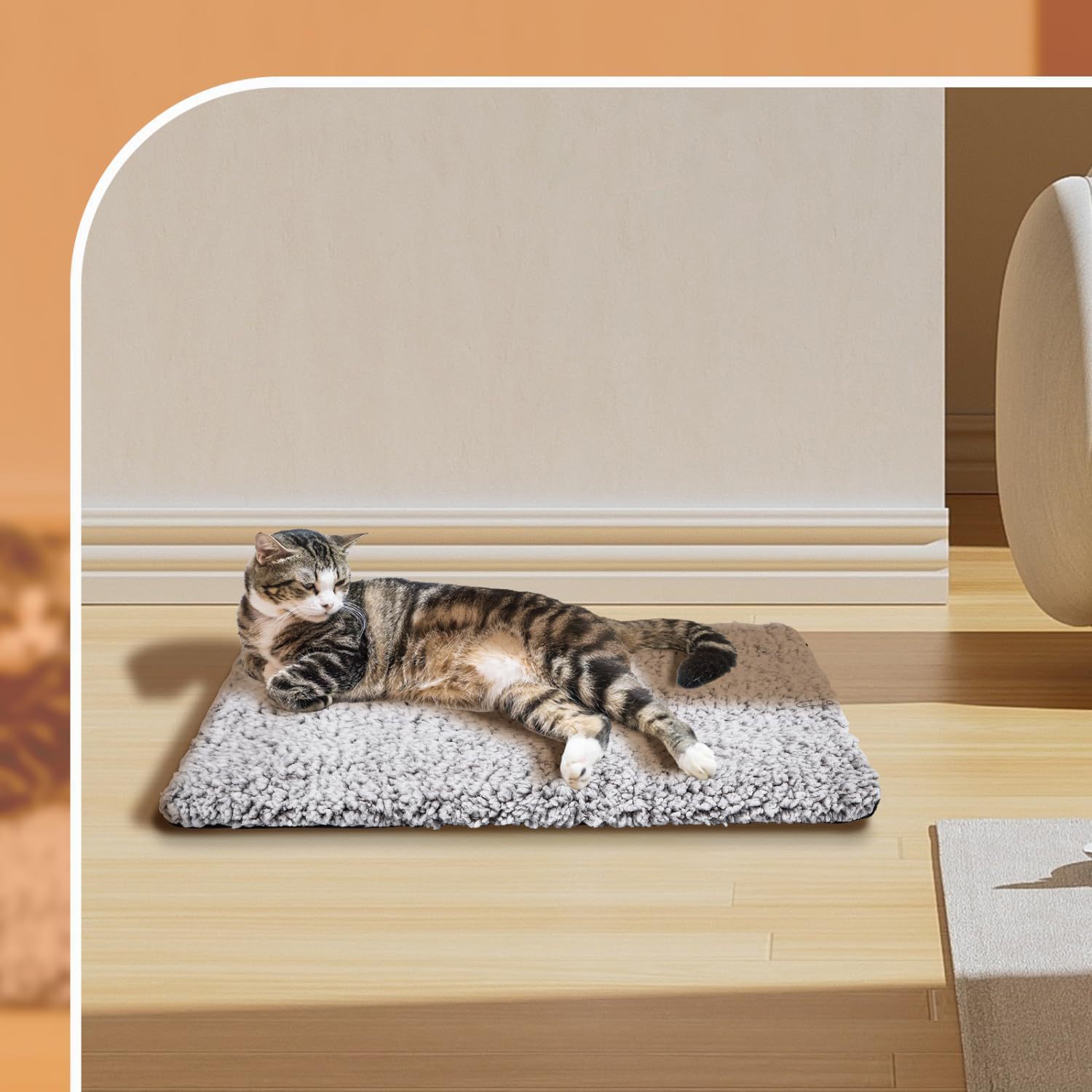 70 × 50 CM Self-Warming Thermal Pet Fluffy Mat with Machine Washable & Removable Zippered Cover - Waterproof Soft Cotton Fleece Bed for Dogs & Cats — image 4