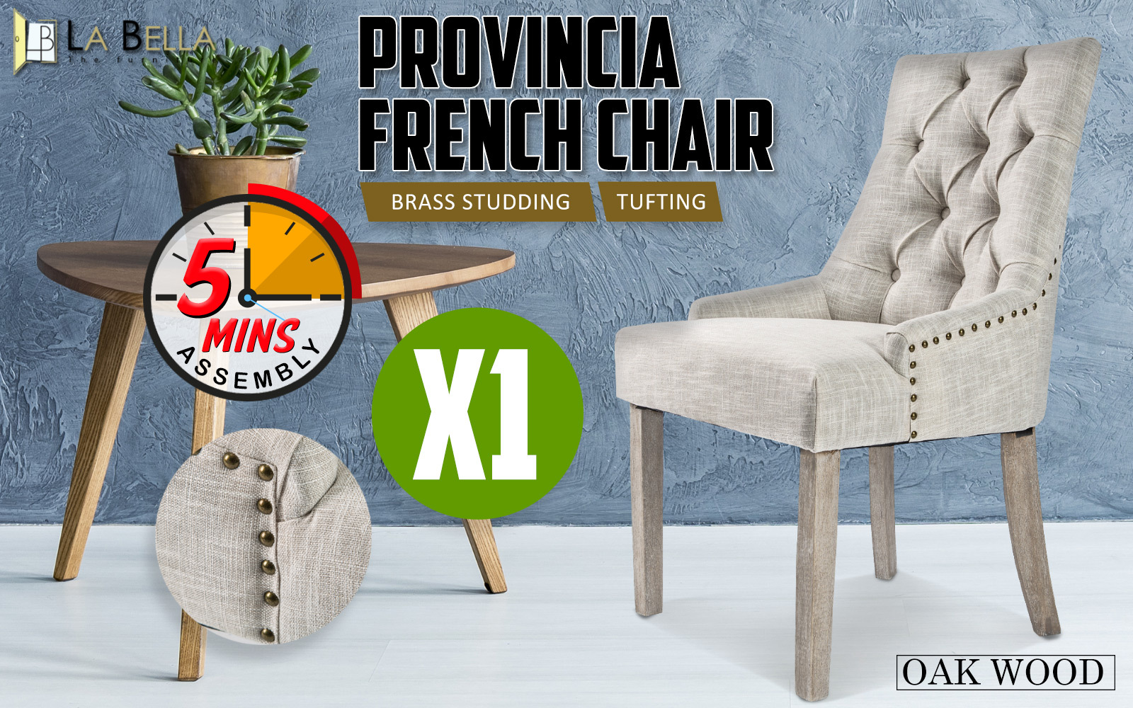French Provincial Dining Chair Oak Leg AMOUR CREAM โ image 2