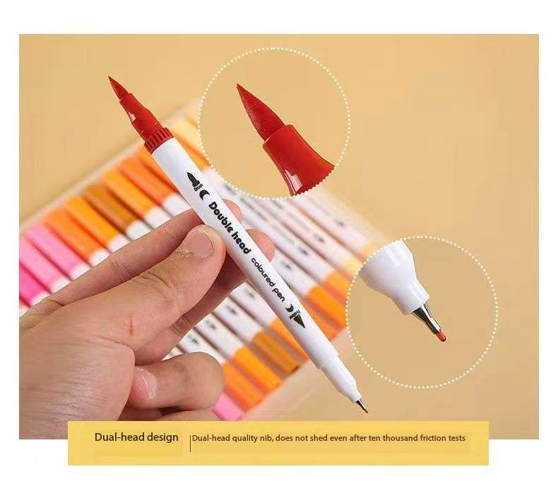 Black 60 COLOURS Dual-Tip Watercolor Marker Set - Colors Washable Art Pens with Brush & Fine Tips for Students & Artists โ image 3