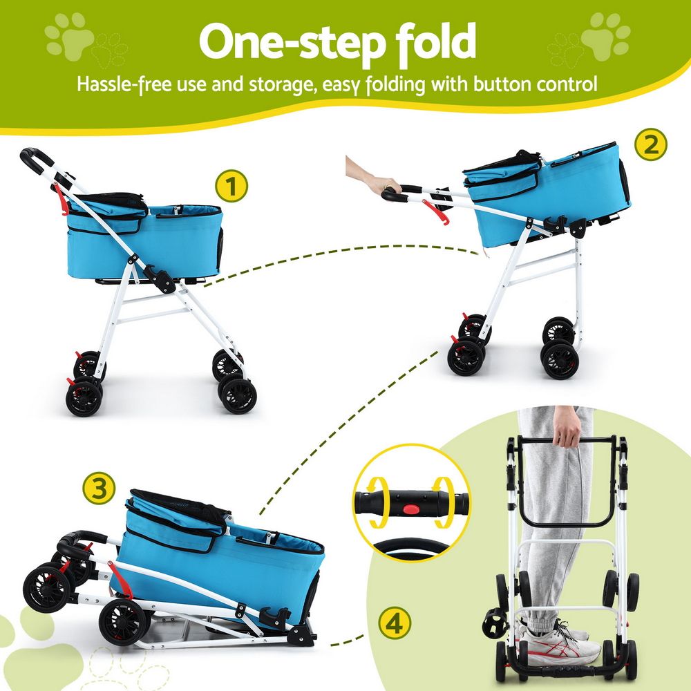 i.Pet Pet Stroller Dog Pram Large Cat Carrier Travel Pushchair Foldable 4 Wheels — image 5