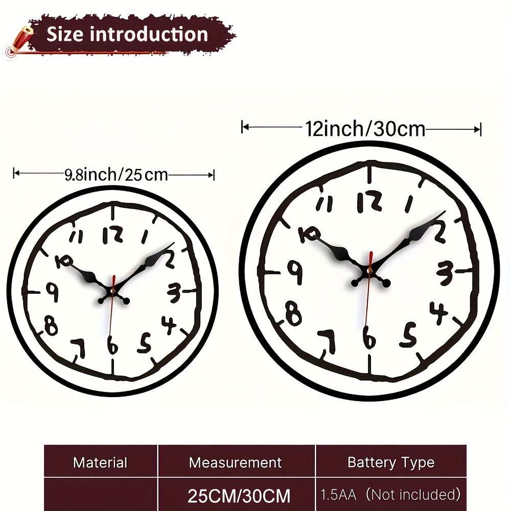 12in/30cm Modern Minimalist Wall Clock, Silent Non-Ticking Battery Powered Decorative Clock with Art Number Design for Living Room Kitchen Office — image 4