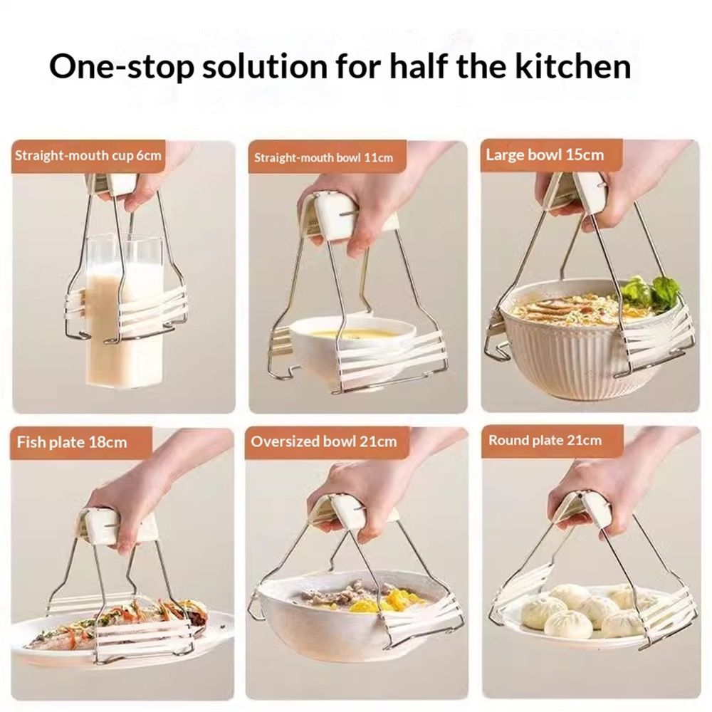 Stainless Steel Hot Plate Gripper Tongs Kitchen Pot Holder Clamp for Bowl Handling Steaming Clips for Home and Restaurant Use โ image 5