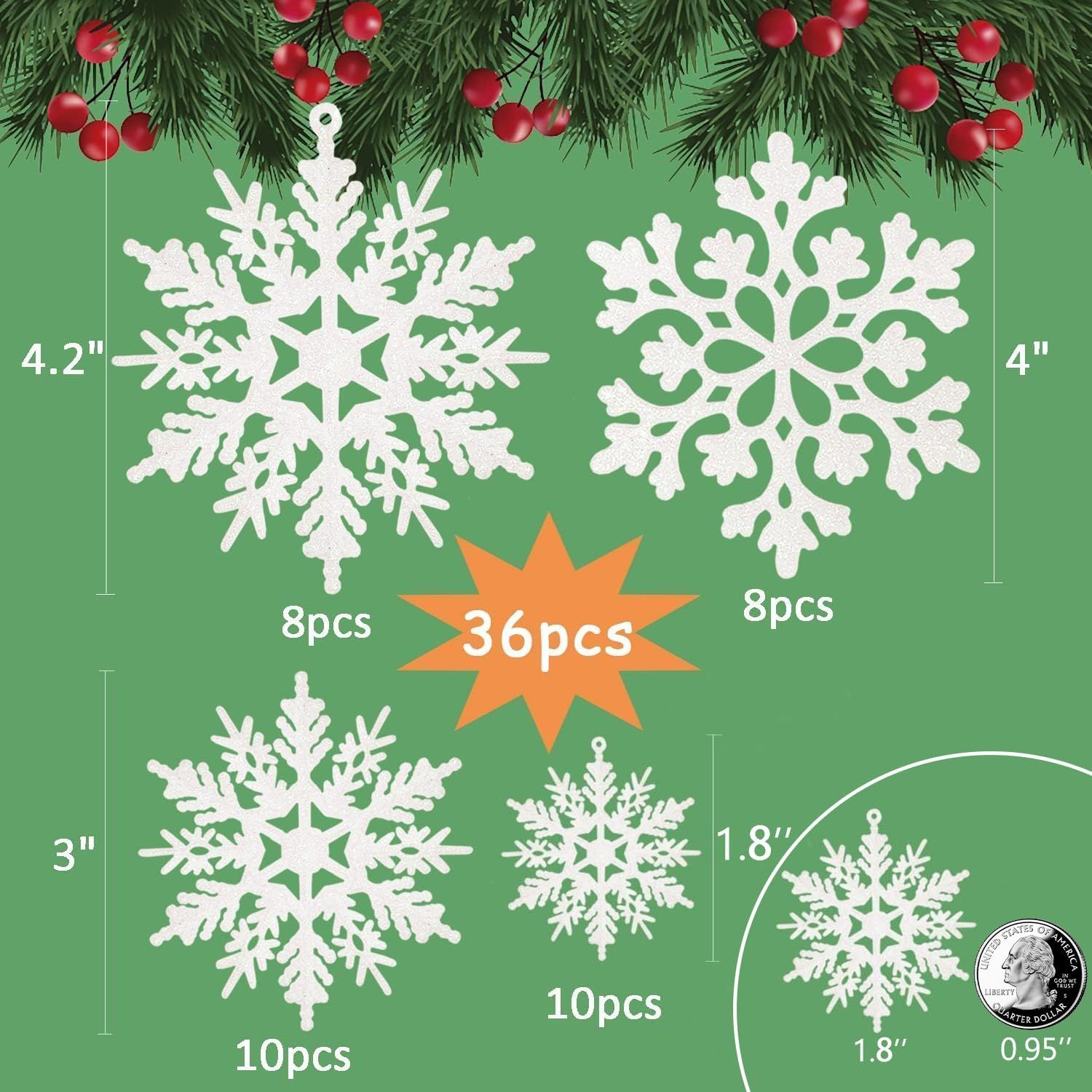 Sparkling Snowflake Ornaments for Christmas Tree, Window & Winter Holiday Party Decorations (Champagne) — image 4