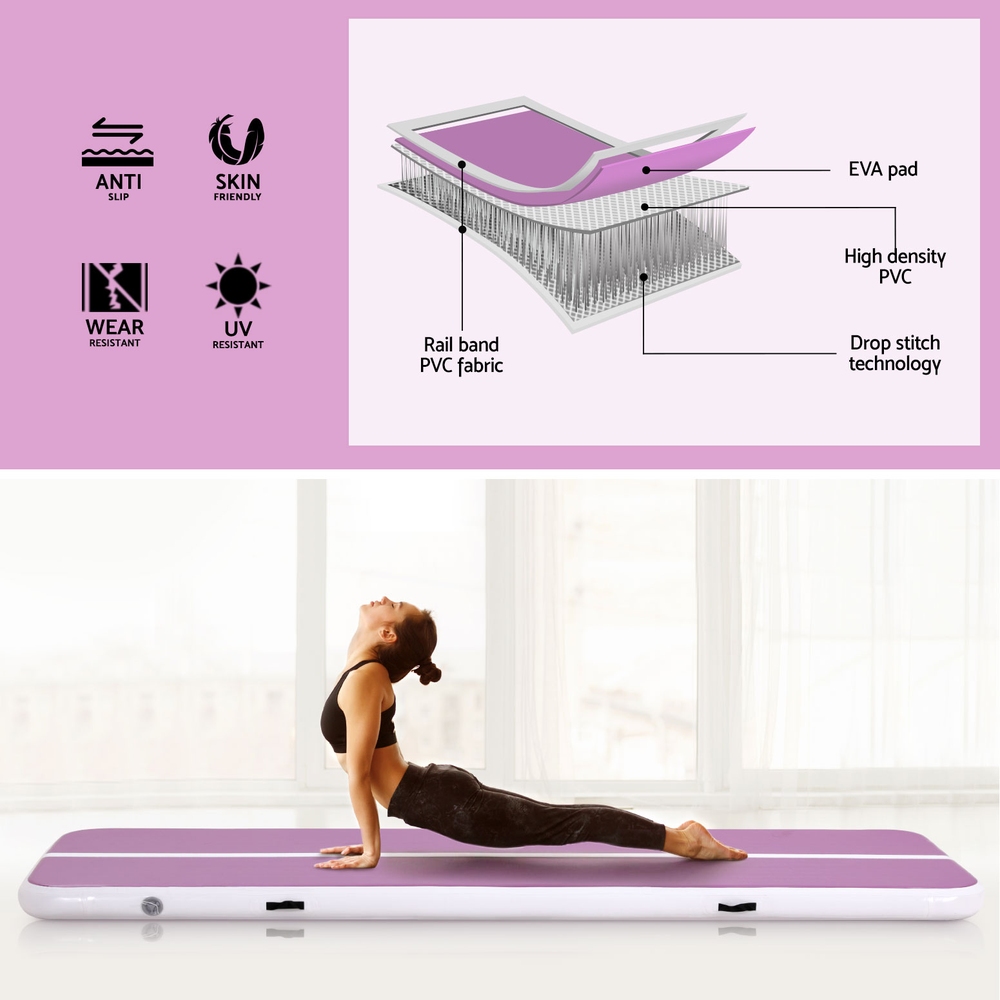Everfit 3M Air Track Gymnastics Tumbling Exercise Yoga Mat W/ Pump Inflatable Purple โ image 4