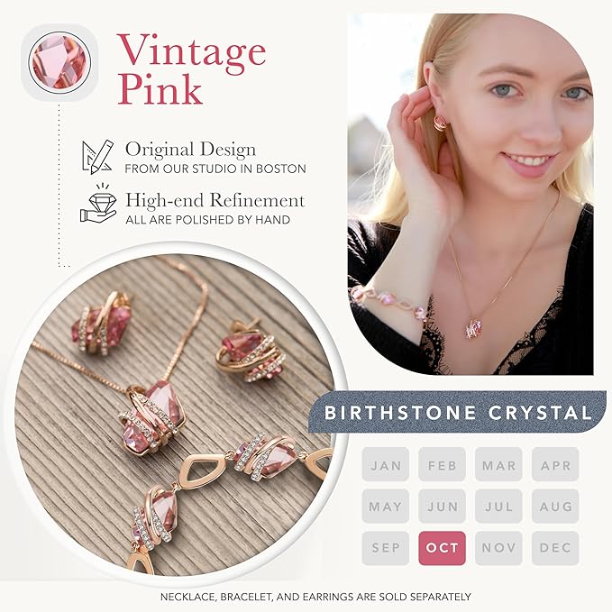 Wish Stone Pendant Necklace, Necklaces for Women with Birthstone Crystals, Allergy-Free Jewelry for Women with Gift Box, 25K Rose Gold Plated or Silver-tone — image 3