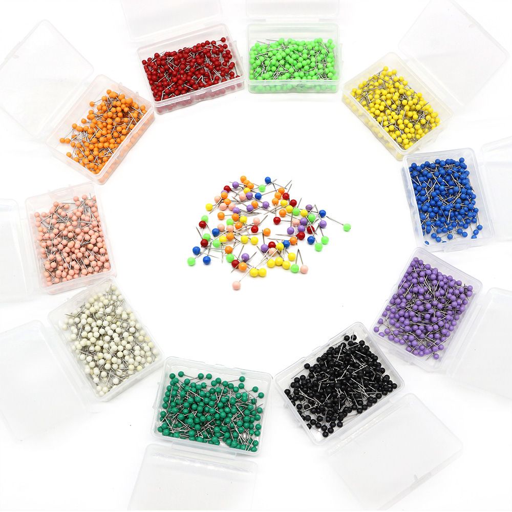 2000 Pieces Map Tacks 15MM Retro Metallic Color Beads Head Marking Push Pins, 10 Colors soft wood and cloth boards, paperboard โ image 5