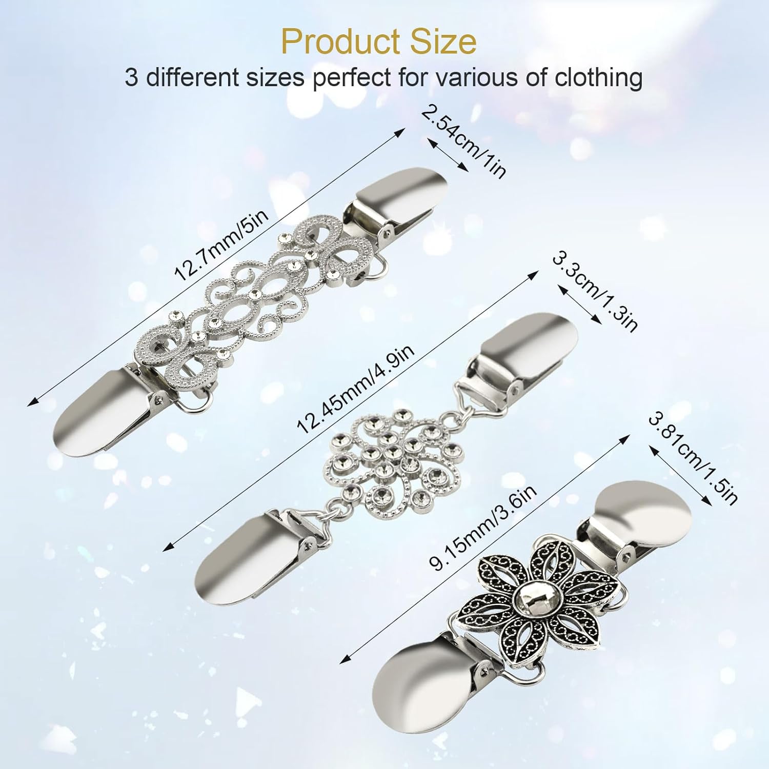 6PCS Retro Sweater Clips for Cardigans, Vintage Cinch Clip for Dresses, Variety of Styles Dress Clip Back of Shirts Cinches Shawl Clips for Different Women — image 3
