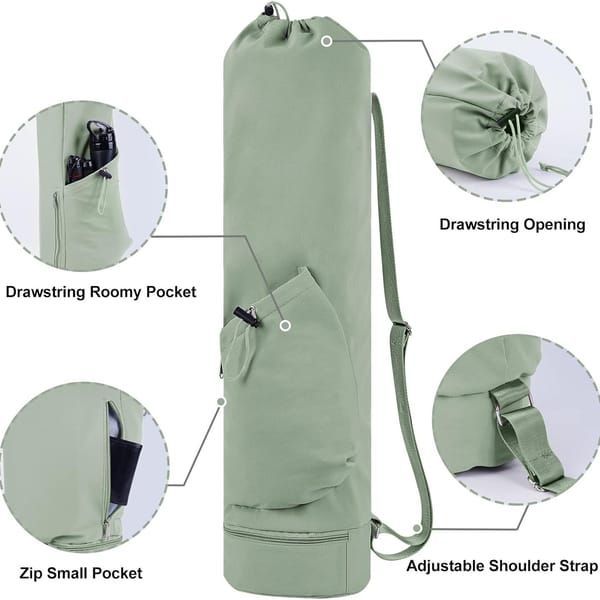 Green Beige Yoga Mat Bag Green Yoga Bag Yoga Mat Carrier Pilates Bag Fitness Accessories โ image 2
