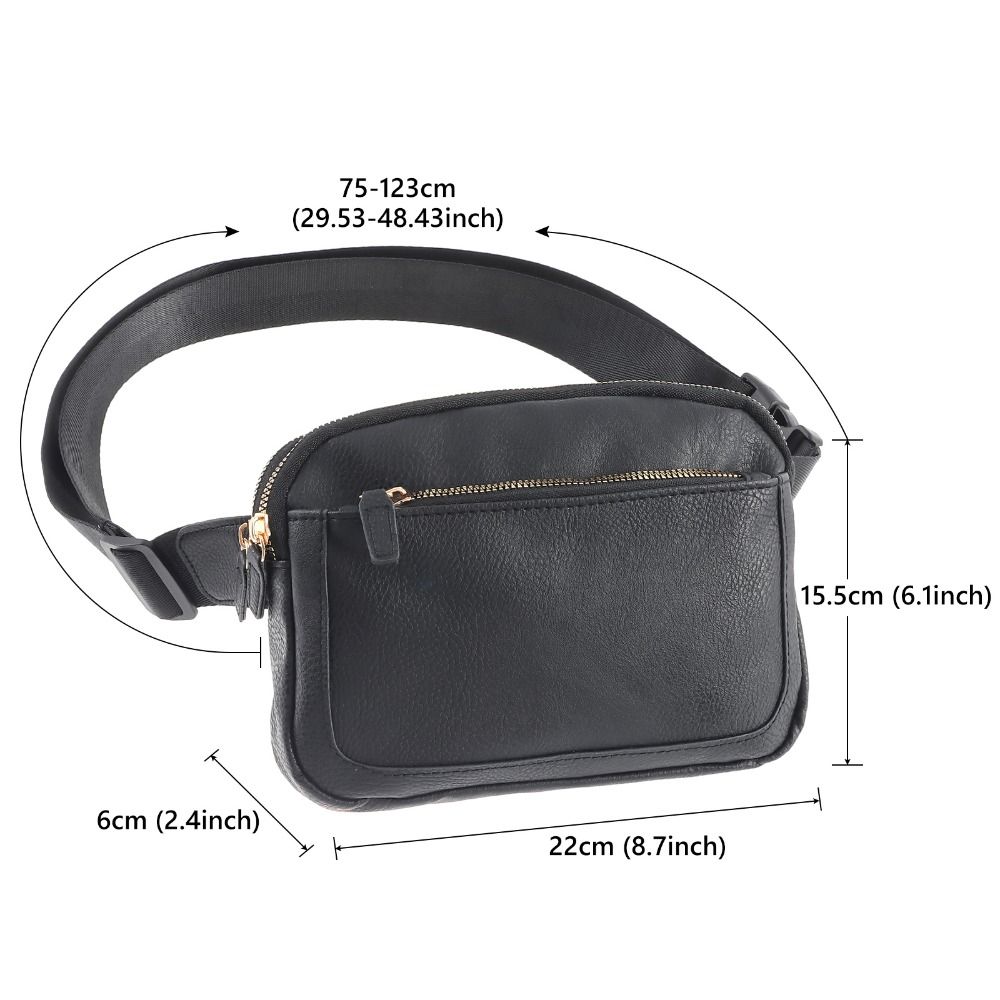 Women PU Leather Belt Bag Crossbody Waist Bag Travel Bag Brown โ image 5