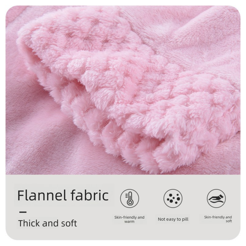 Pink 2XL size Plush Flannel Robe for Couples - Thickened Warm Bathrobe with Shawl Collar, Soft Fleece Material, Unisex Long Style for Winter Home Wear — image 2